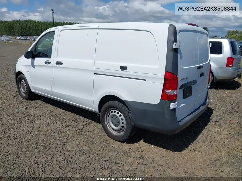 2019 Mercedes-Benz Metris VIN: WD3PG2EA2K3508344 Lot: 45311669