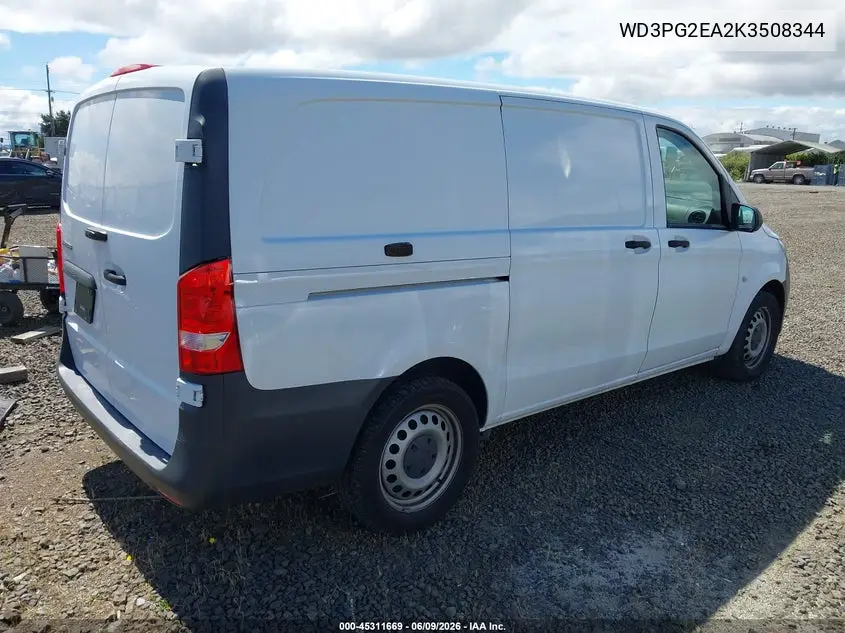 2019 Mercedes-Benz Metris VIN: WD3PG2EA2K3508344 Lot: 45311669