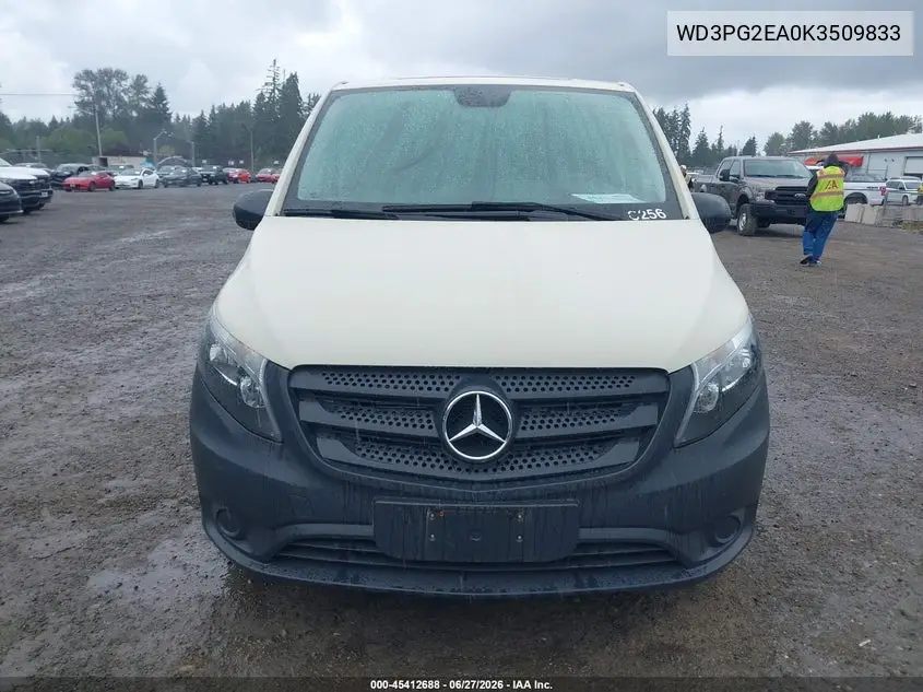 2019 Mercedes-Benz Metris VIN: WD3PG2EA0K3509833 Lot: 45412688