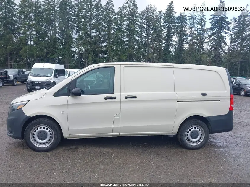 2019 Mercedes-Benz Metris VIN: WD3PG2EA0K3509833 Lot: 45412688