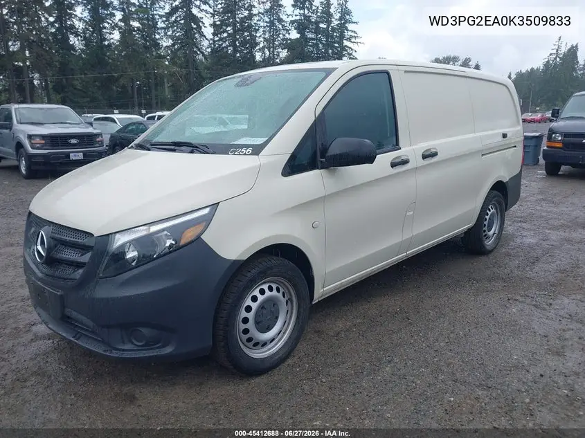 2019 Mercedes-Benz Metris VIN: WD3PG2EA0K3509833 Lot: 45412688