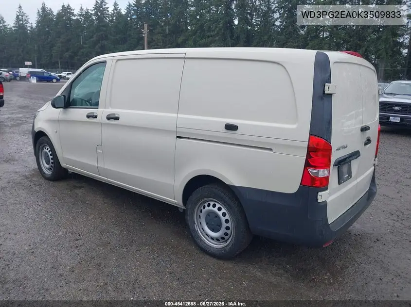 2019 Mercedes-Benz Metris VIN: WD3PG2EA0K3509833 Lot: 45412688