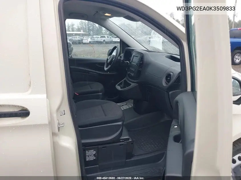 2019 Mercedes-Benz Metris VIN: WD3PG2EA0K3509833 Lot: 45412688