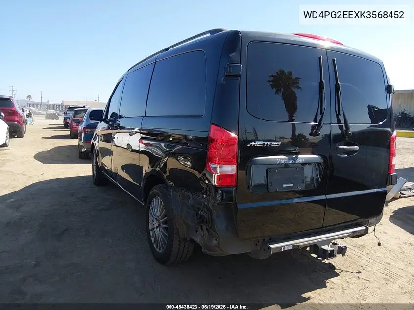 2019 Mercedes-Benz Metris VIN: WD4PG2EEXK3568452 Lot: 45438423