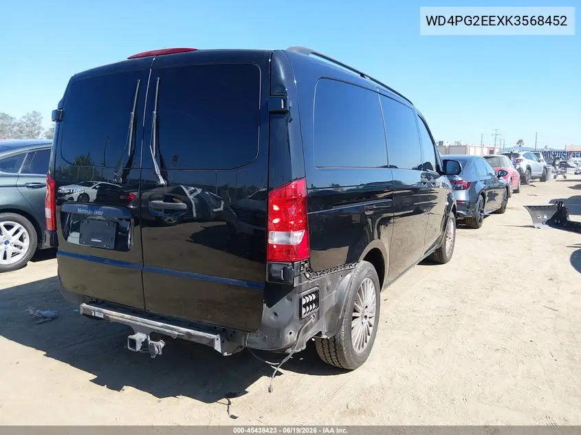 2019 Mercedes-Benz Metris VIN: WD4PG2EEXK3568452 Lot: 45438423