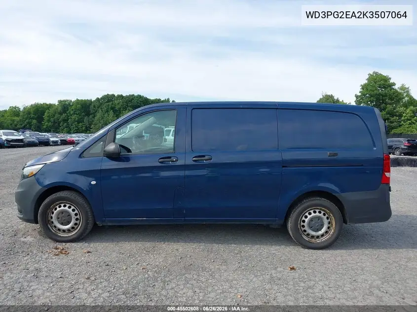 2019 Mercedes-Benz Metris VIN: WD3PG2EA2K3507064 Lot: 45502608