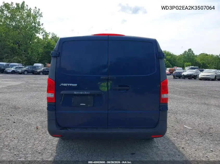 2019 Mercedes-Benz Metris VIN: WD3PG2EA2K3507064 Lot: 45502608