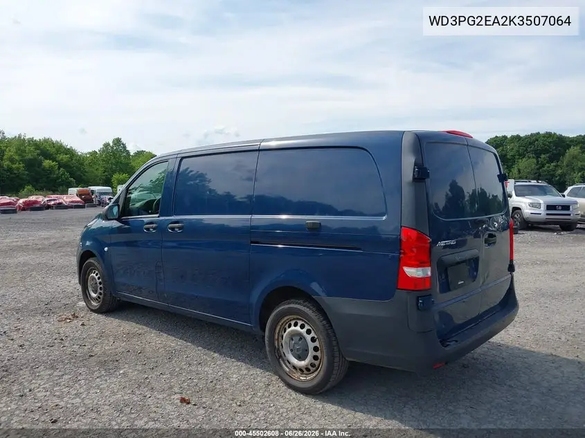 2019 Mercedes-Benz Metris VIN: WD3PG2EA2K3507064 Lot: 45502608