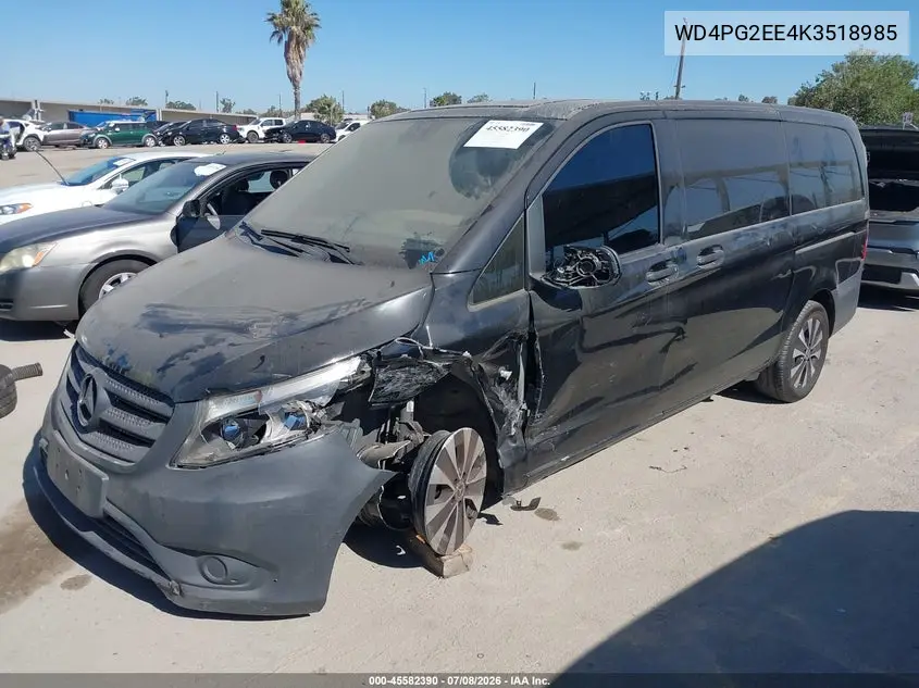 2019 Mercedes-Benz Metris VIN: WD4PG2EE4K3518985 Lot: 45582390