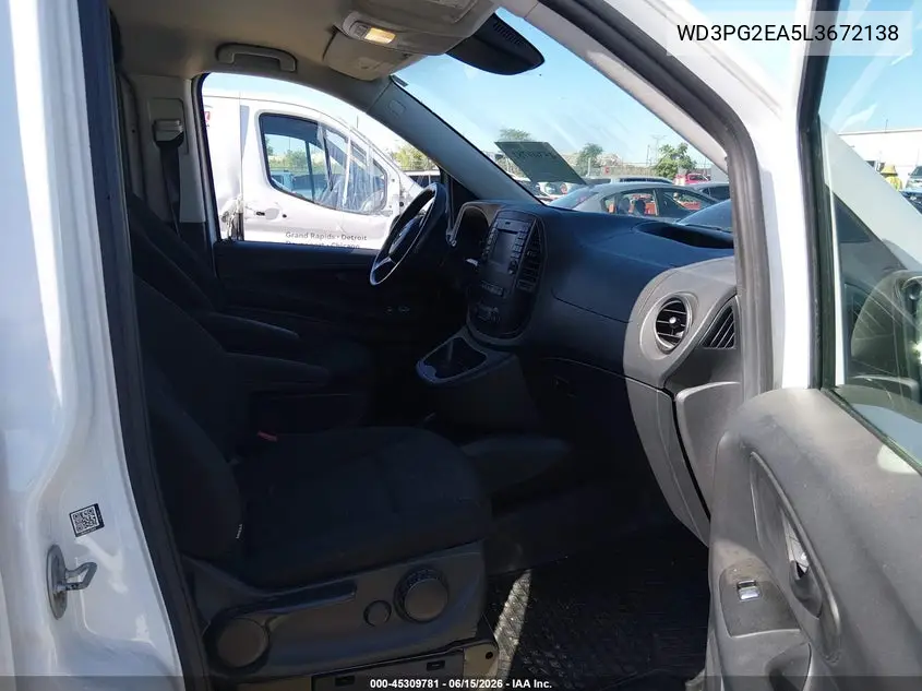 2020 Mercedes-Benz Metris VIN: WD3PG2EA5L3672138 Lot: 45309781