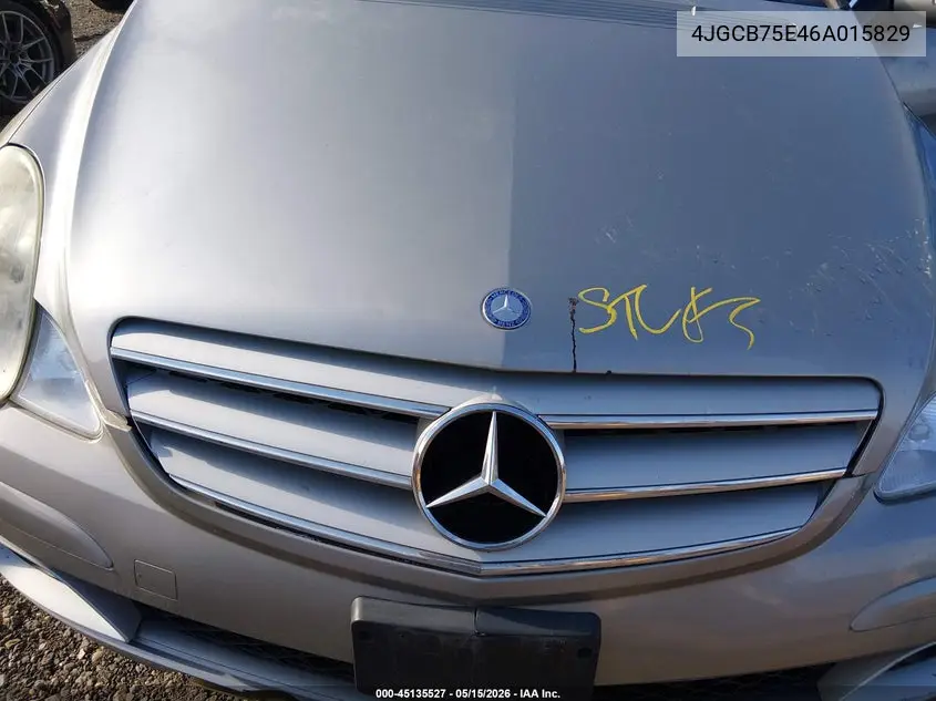 2006 Mercedes-Benz R 500 4Matic VIN: 4JGCB75E46A015829 Lot: 45135527