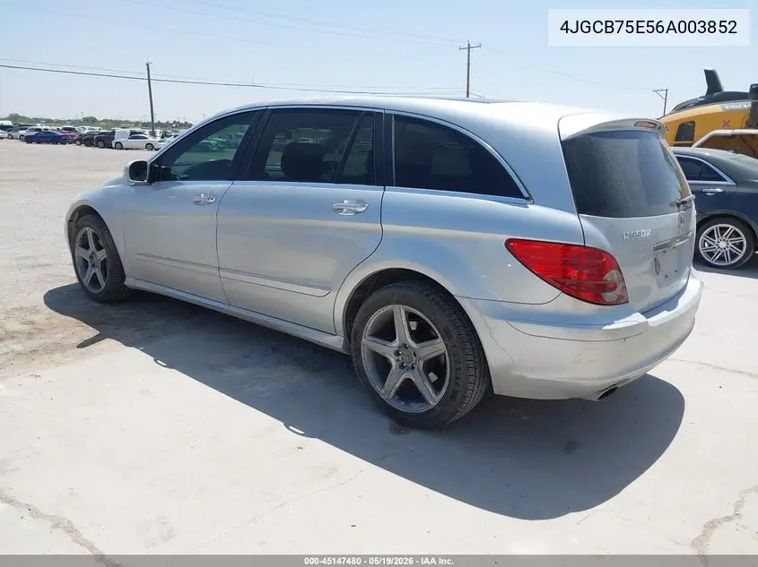 2006 Mercedes-Benz R 500 4Matic VIN: 4JGCB75E56A003852 Lot: 45147480