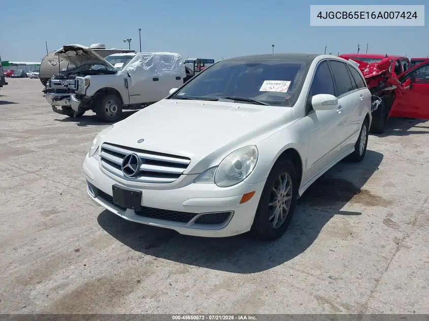 2006 Mercedes-Benz R 350 4Matic VIN: 4JGCB65E16A007424 Lot: 45650572