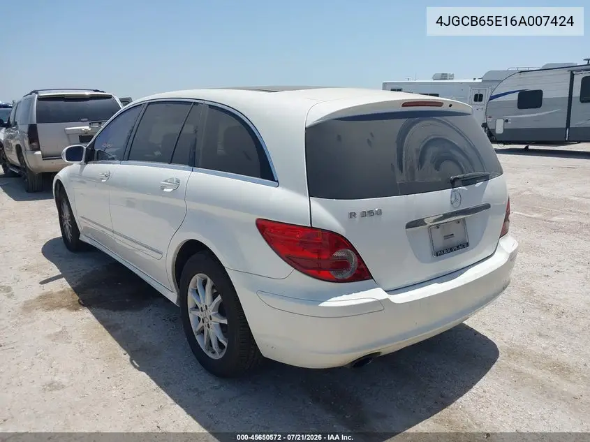 2006 Mercedes-Benz R 350 4Matic VIN: 4JGCB65E16A007424 Lot: 45650572
