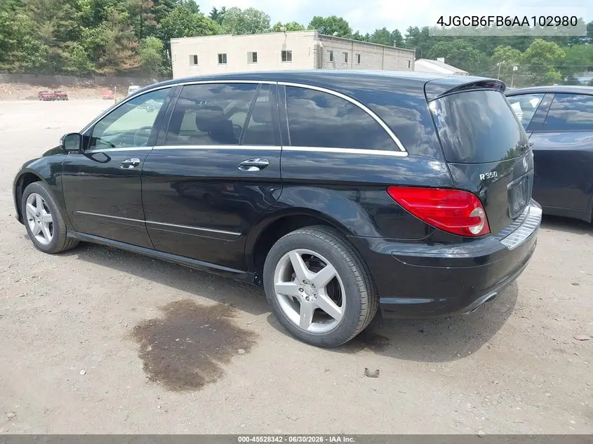 2010 Mercedes-Benz R 350 4Matic VIN: 4JGCB6FB6AA102980 Lot: 45528342