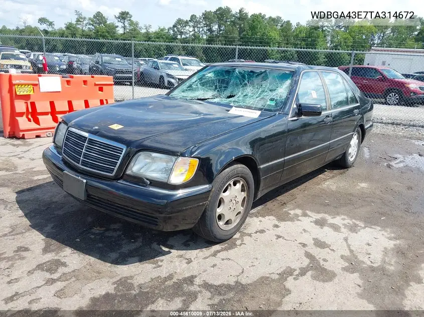 1996 Mercedes-Benz S 420 VIN: WDBGA43E7TA314672 Lot: 45610009