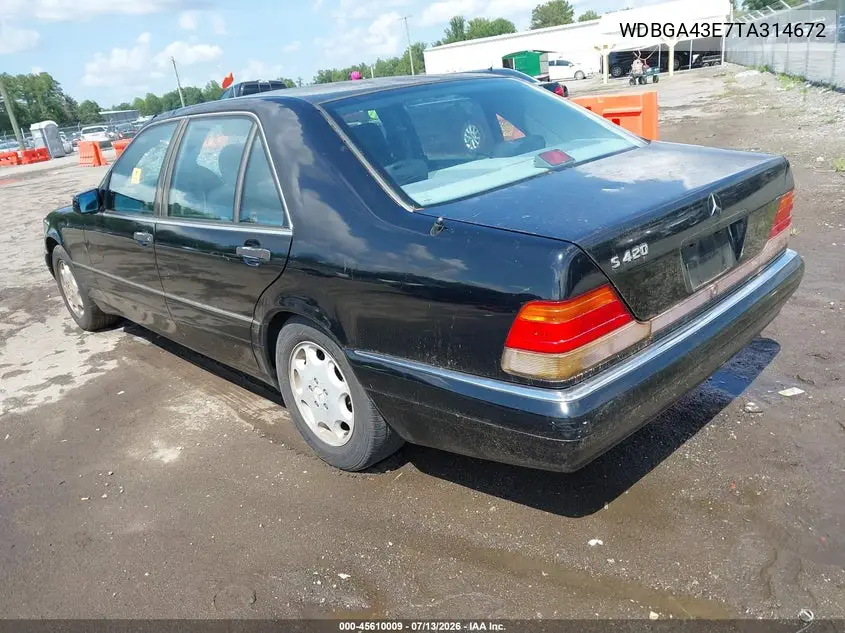 1996 Mercedes-Benz S 420 VIN: WDBGA43E7TA314672 Lot: 45610009