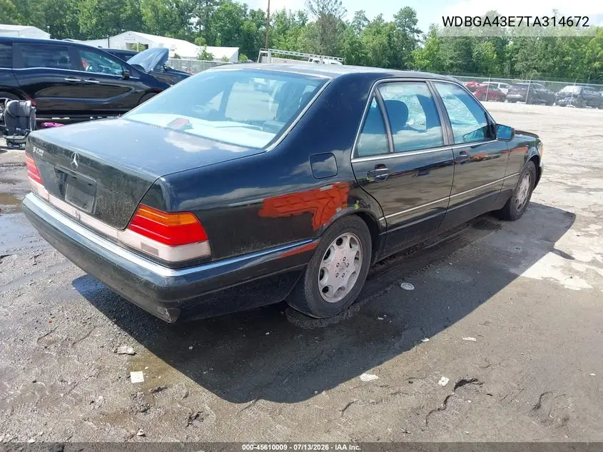 1996 Mercedes-Benz S 420 VIN: WDBGA43E7TA314672 Lot: 45610009