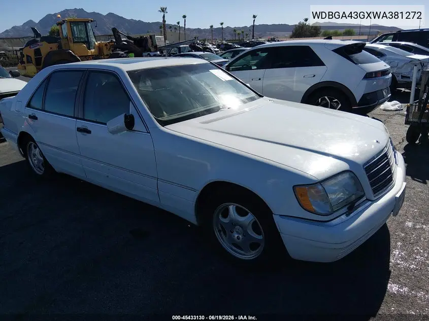 1998 Mercedes-Benz S 420 VIN: WDBGA43GXWA381272 Lot: 45433130