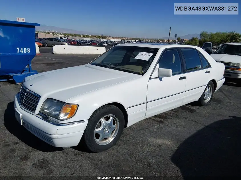 1998 Mercedes-Benz S 420 VIN: WDBGA43GXWA381272 Lot: 45433130
