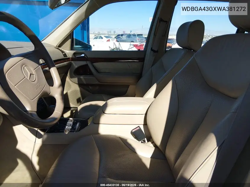 1998 Mercedes-Benz S 420 VIN: WDBGA43GXWA381272 Lot: 45433130