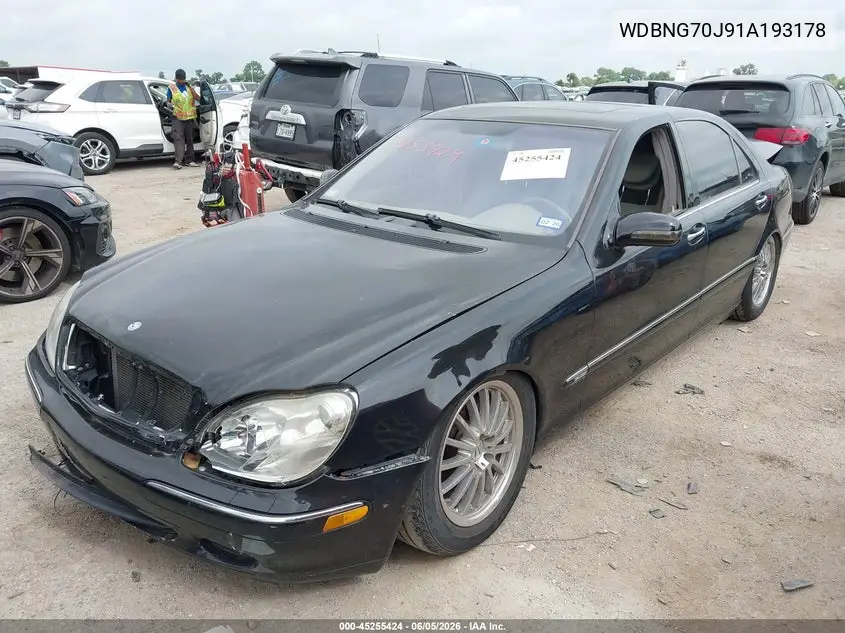 2001 Mercedes-Benz S 430 VIN: WDBNG70J91A193178 Lot: 45255424