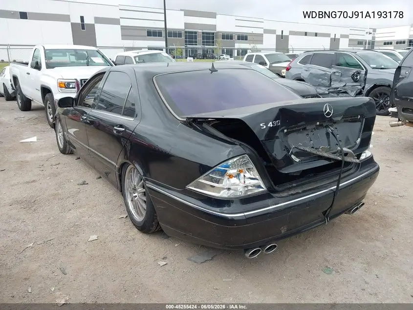 2001 Mercedes-Benz S 430 VIN: WDBNG70J91A193178 Lot: 45255424