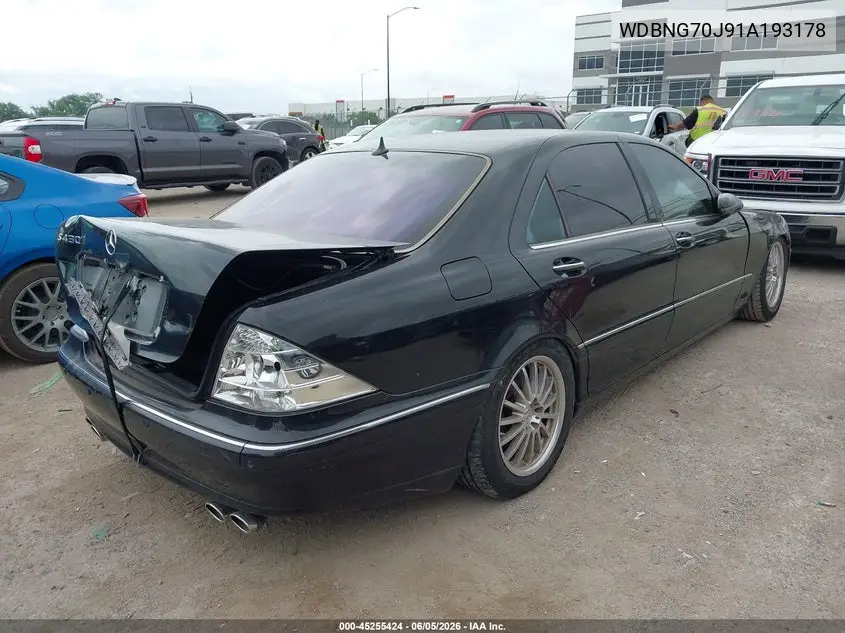 2001 Mercedes-Benz S 430 VIN: WDBNG70J91A193178 Lot: 45255424