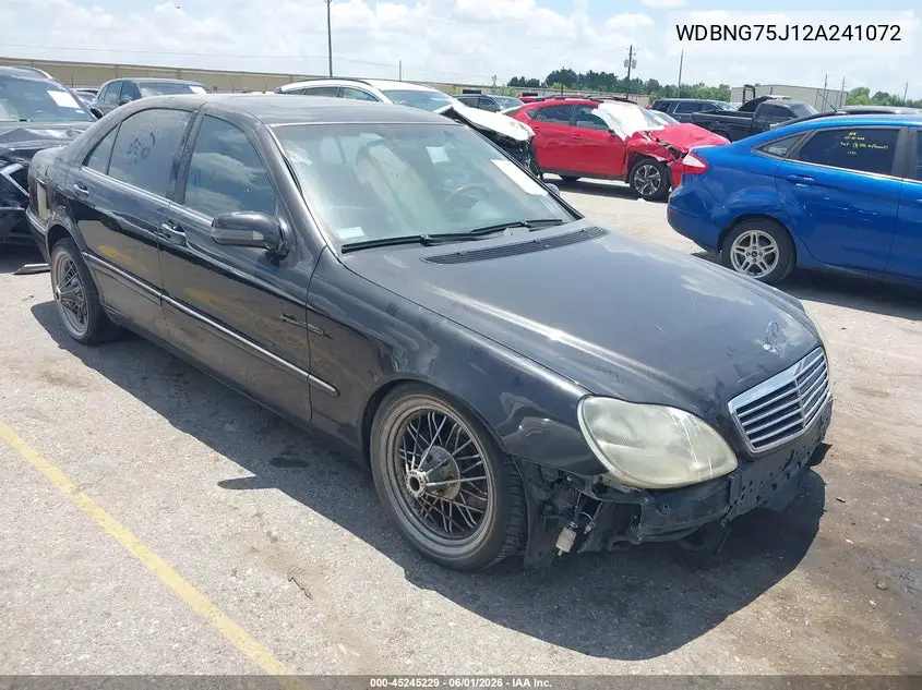 2002 Mercedes-Benz S 500 VIN: WDBNG75J12A241072 Lot: 45245229