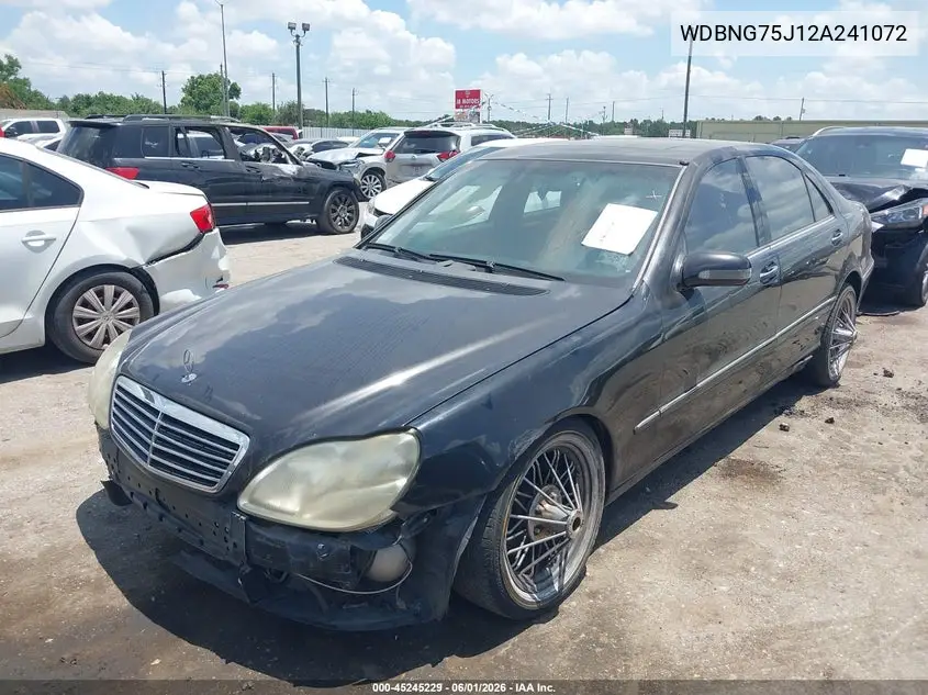 2002 Mercedes-Benz S 500 VIN: WDBNG75J12A241072 Lot: 45245229