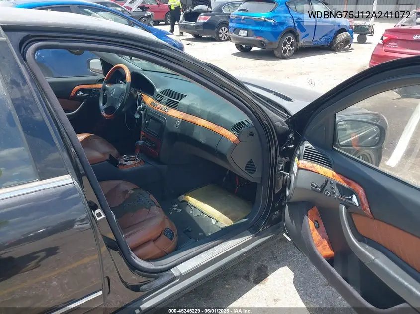 2002 Mercedes-Benz S 500 VIN: WDBNG75J12A241072 Lot: 45245229