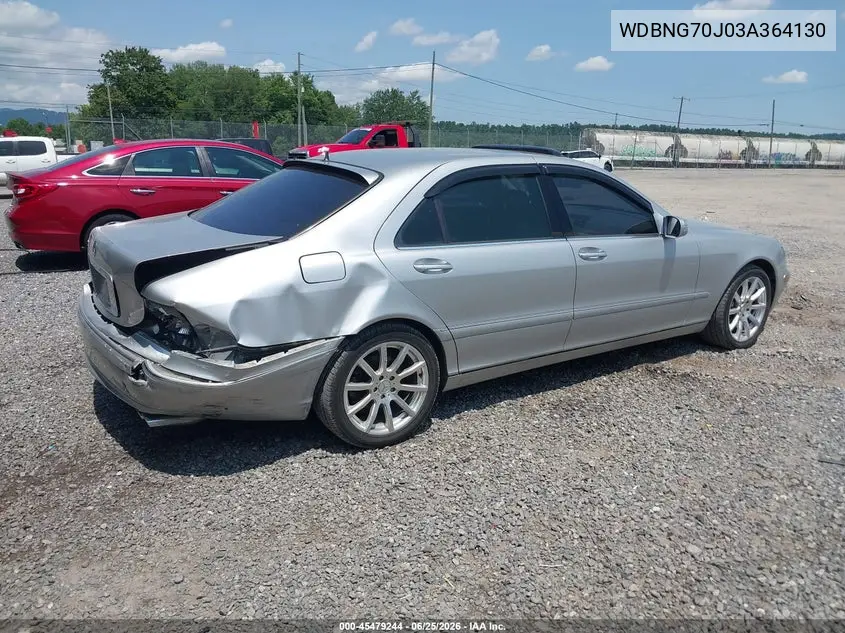 2003 Mercedes-Benz S 430 VIN: WDBNG70J03A364130 Lot: 45479244