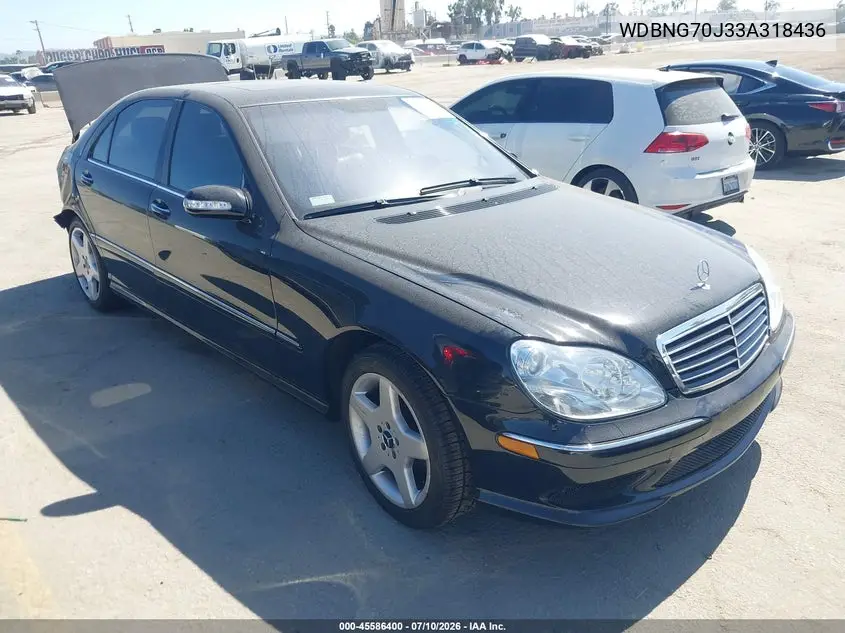 2003 Mercedes-Benz S 430 VIN: WDBNG70J33A318436 Lot: 45586400