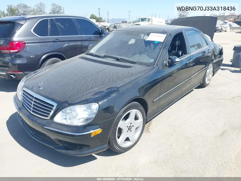 2003 Mercedes-Benz S 430 VIN: WDBNG70J33A318436 Lot: 45586400