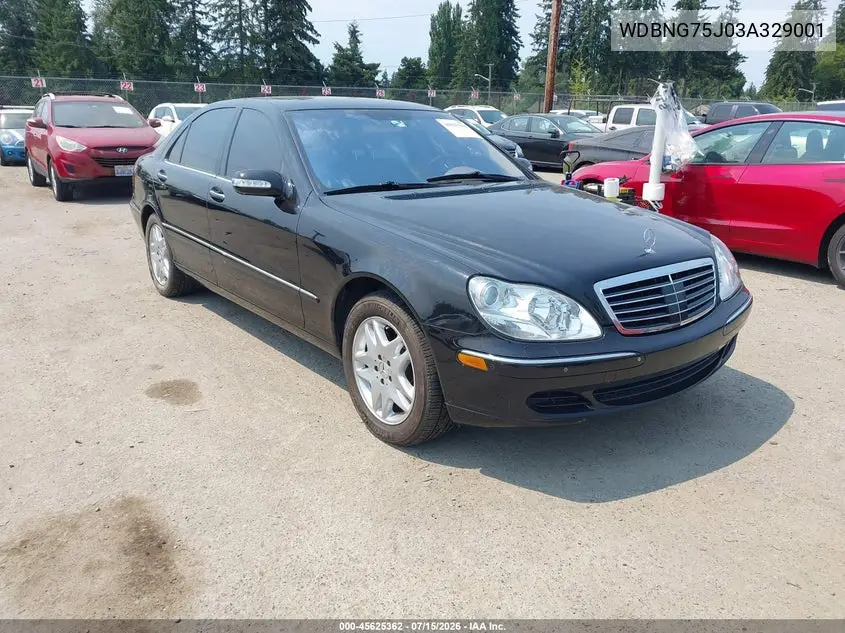 2003 Mercedes-Benz S 500 VIN: WDBNG75J03A329001 Lot: 45625362