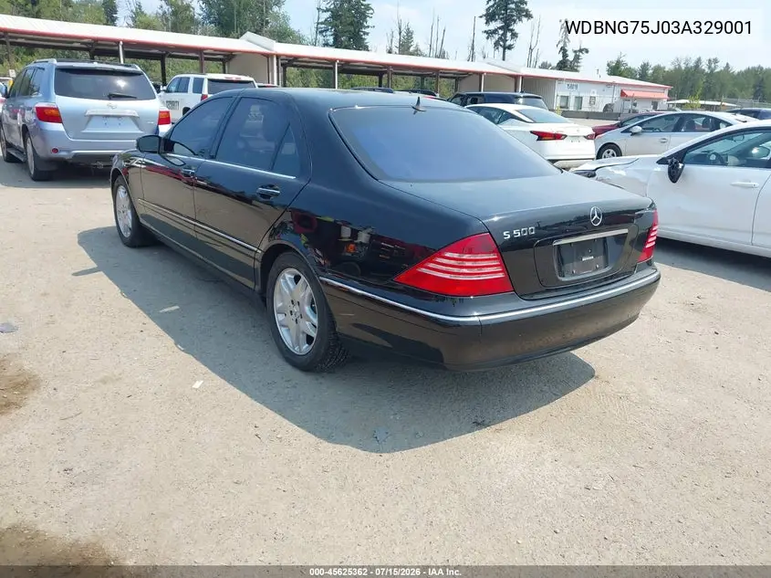 2003 Mercedes-Benz S 500 VIN: WDBNG75J03A329001 Lot: 45625362
