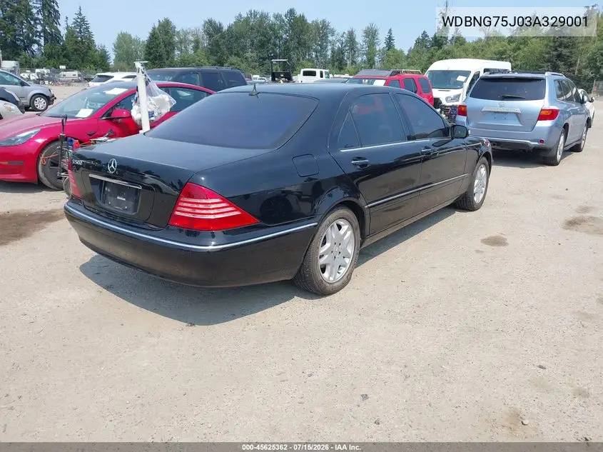 2003 Mercedes-Benz S 500 VIN: WDBNG75J03A329001 Lot: 45625362