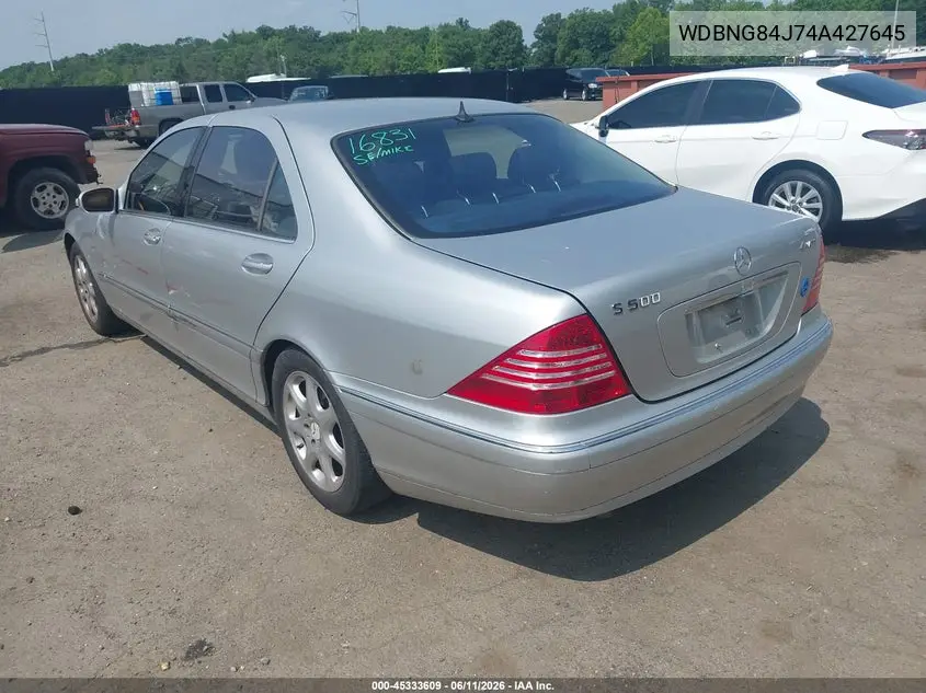 2004 Mercedes-Benz S 500 4Matic VIN: WDBNG84J74A427645 Lot: 45333609