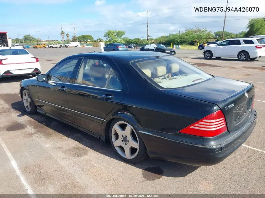 2004 Mercedes-Benz S 500 VIN: WDBNG75J94A426070 Lot: 45509987