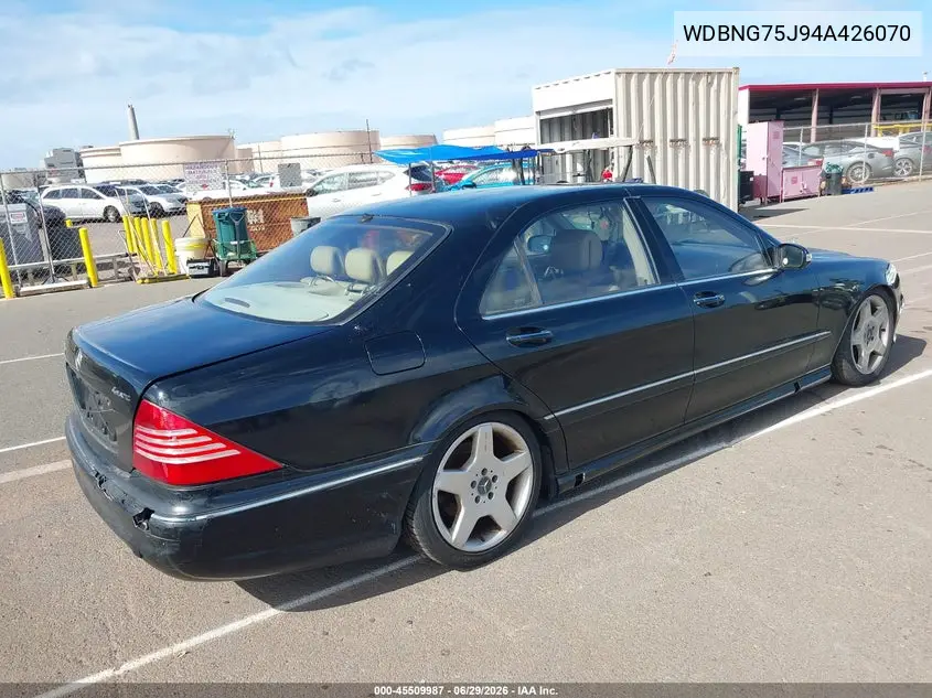 2004 Mercedes-Benz S 500 VIN: WDBNG75J94A426070 Lot: 45509987
