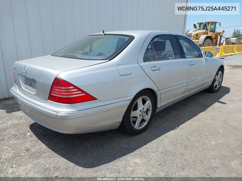 2005 Mercedes-Benz S 500 VIN: WDBNG75J25A445271 Lot: 45533221