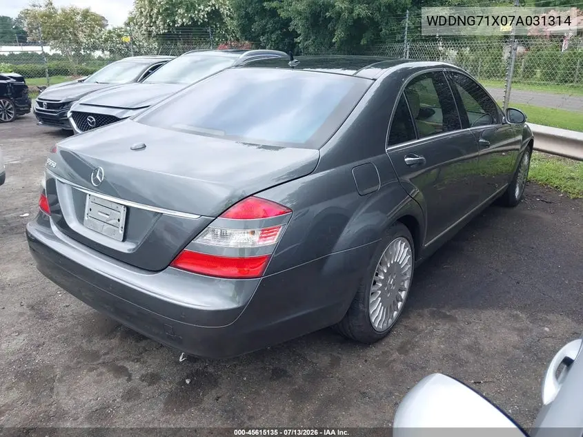 2007 Mercedes-Benz S 550 VIN: WDDNG71X07A031314 Lot: 45615135
