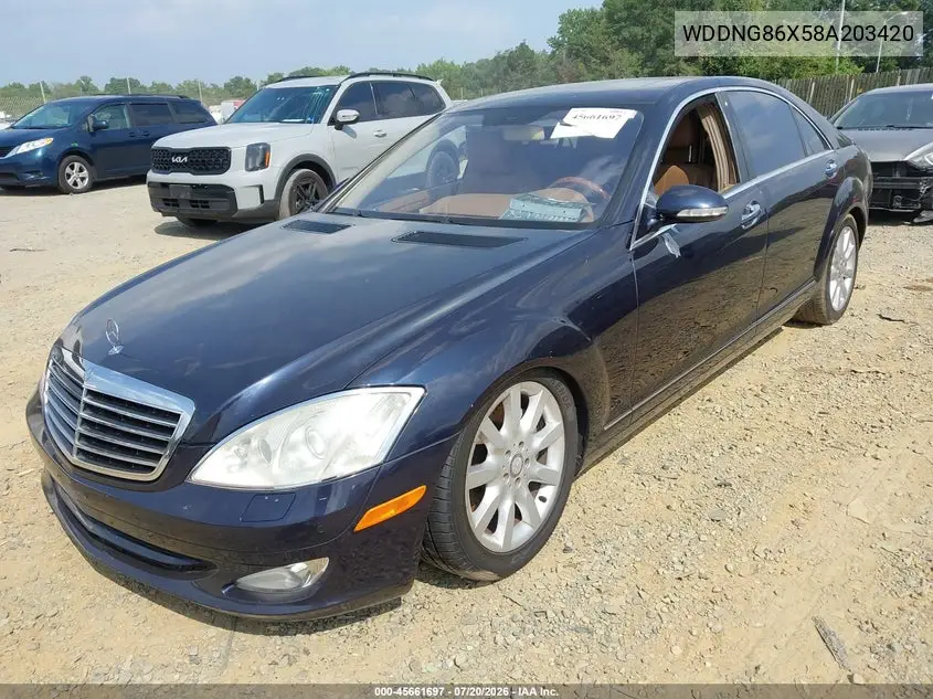 2008 Mercedes-Benz S 550 4Matic VIN: WDDNG86X58A203420 Lot: 45661697