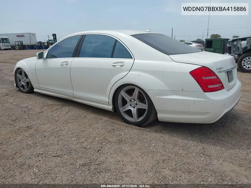 2011 Mercedes-Benz S 550 VIN: WDDNG7BBXBA415886 Lot: 45643029