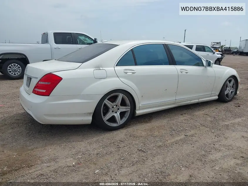 2011 Mercedes-Benz S 550 VIN: WDDNG7BBXBA415886 Lot: 45643029