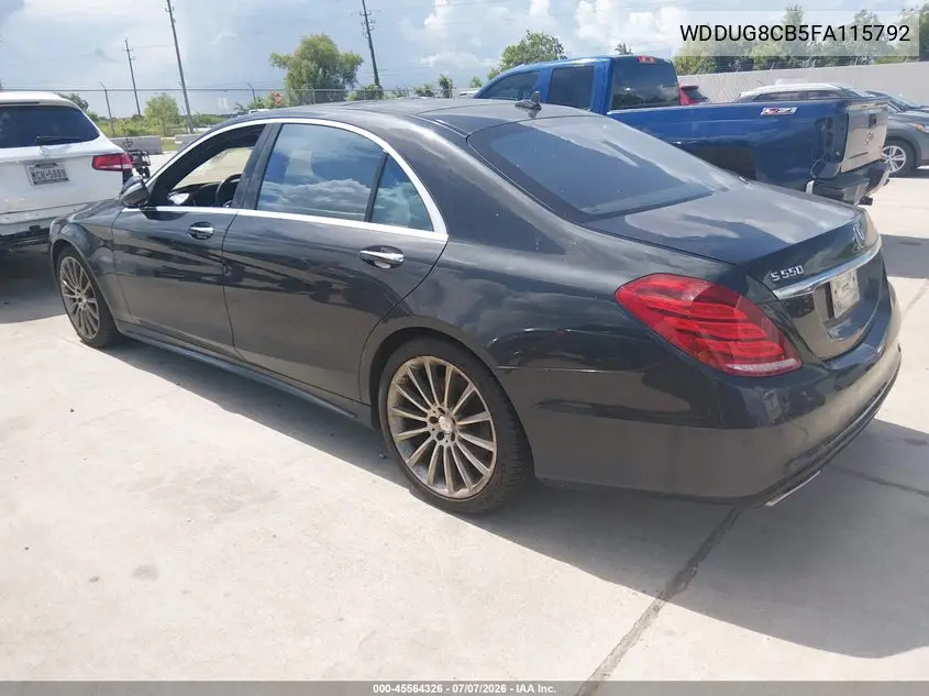 2015 Mercedes-Benz S 550 VIN: WDDUG8CB5FA115792 Lot: 45564326