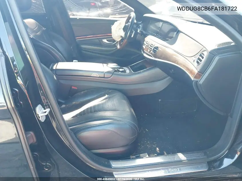 2015 Mercedes-Benz S 550 VIN: WDDUG8CB6FA181722 Lot: 45649852