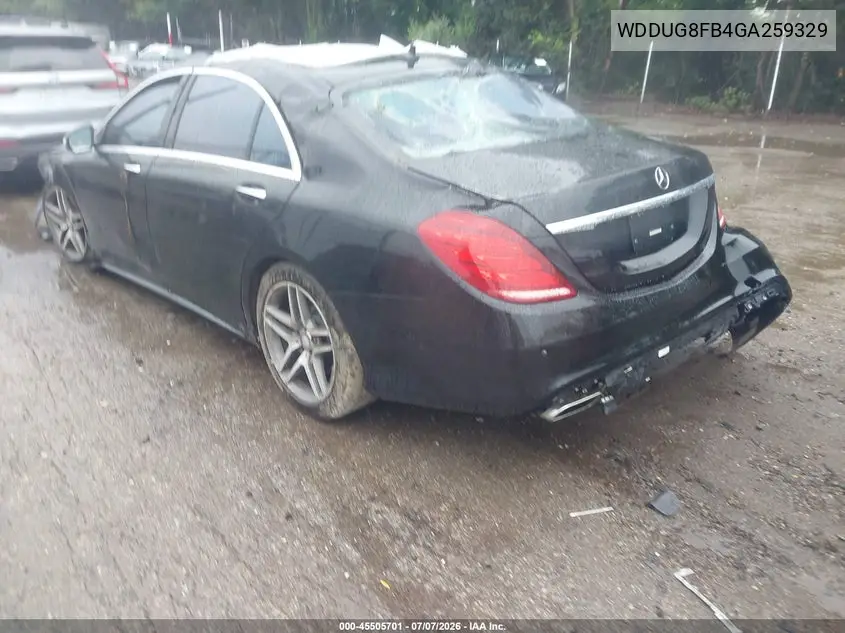 2016 Mercedes-Benz S 550 4Matic VIN: WDDUG8FB4GA259329 Lot: 45505701