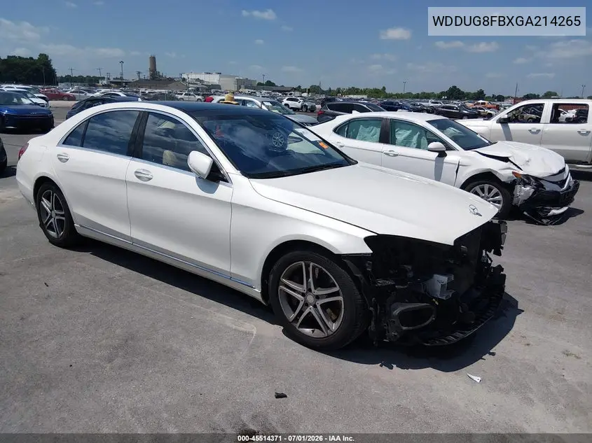 2016 Mercedes-Benz S 550 4Matic VIN: WDDUG8FBXGA214265 Lot: 45514371