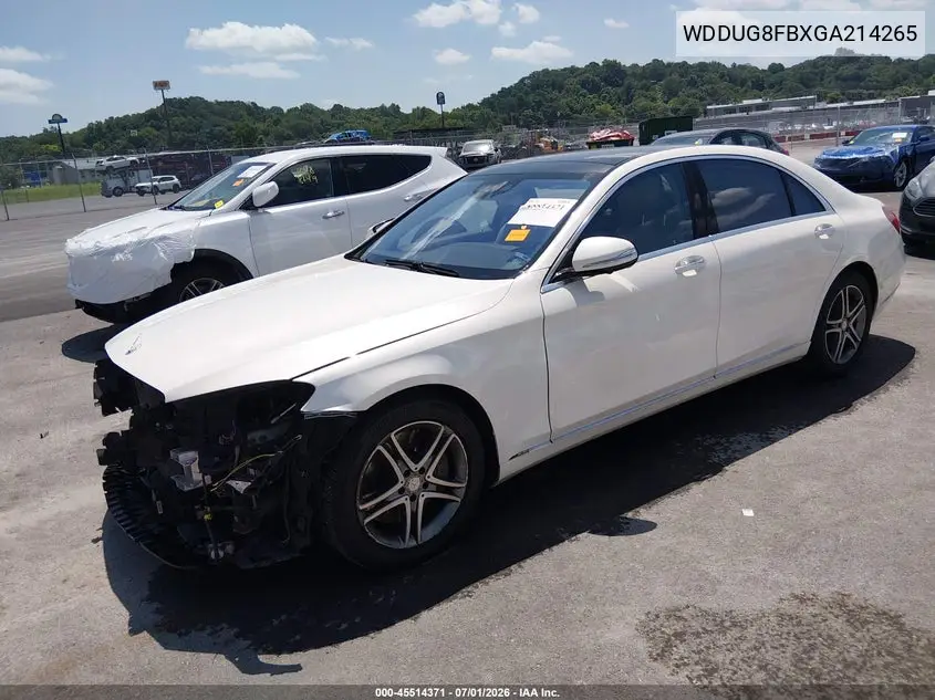 2016 Mercedes-Benz S 550 4Matic VIN: WDDUG8FBXGA214265 Lot: 45514371